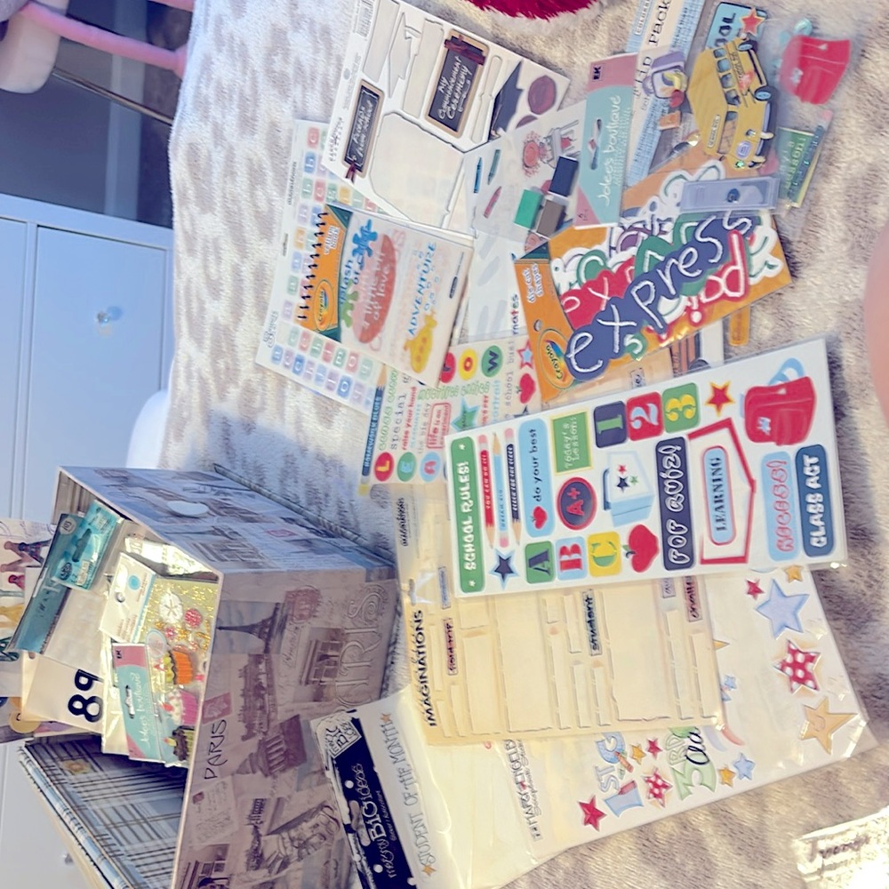 Set of “School” scrapbooking lot- stickers and vellum book